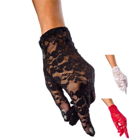 Damen Sexy Kurze Spitzenhandschuhe Elegante Blumige Brauthochzeitshandschuhe Atmungsaktive Sonnenschutz Fahrhandschuhe Party Accessoires