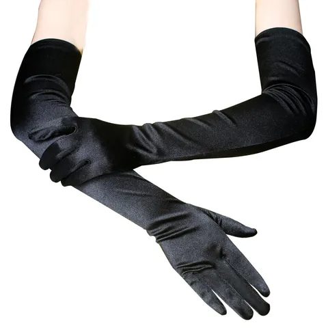 Vintage Einfarbig Lange Satin Handschuhe Für Damen Elegant Über Ellenbogen Oper Abendkleid Handschuhe Hochzeit Bühne Abschlussball Zubehör