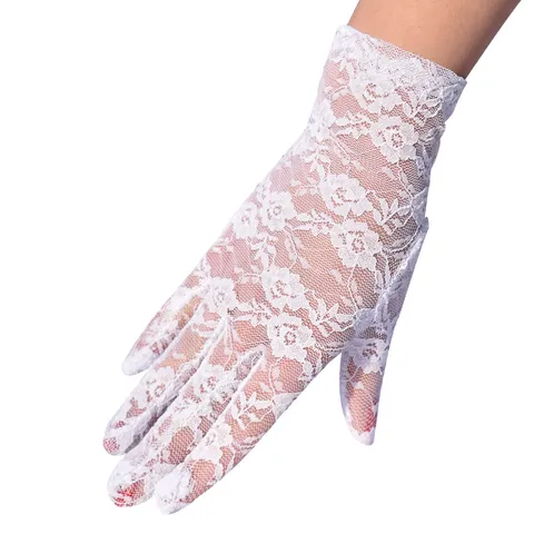 Damen Spitze Sonnenschutz Handschuhe Kurz Stil Floral Jacquard Dünne Fahrhandschuhe Transparente Mesh Sommer UV Schutz Elegante Handschuhe