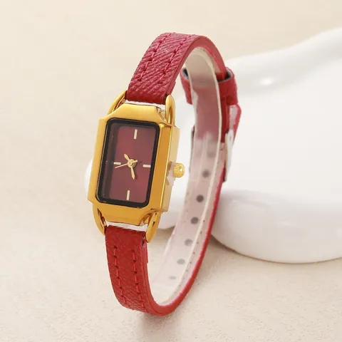 Vintage Rechteckig Damen Uhr Lederarmband Quarz Kleines Zifferblatt Mode Armbanduhr Retro Stil Elegant Schmuck Geschenk