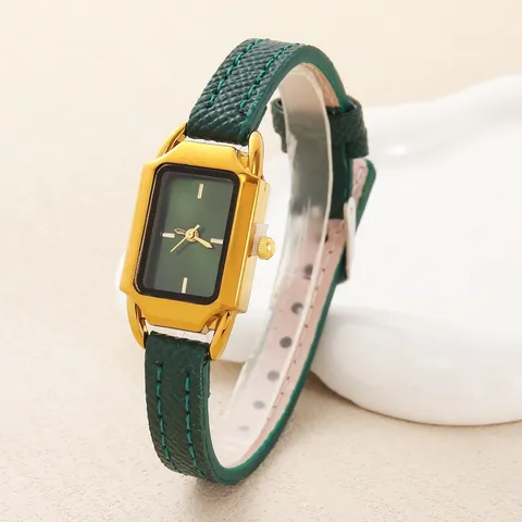 Vintage Rechteckig Damen Uhr Lederarmband Quarz Kleines Zifferblatt Mode Armbanduhr Retro Stil Elegant Schmuck Geschenk