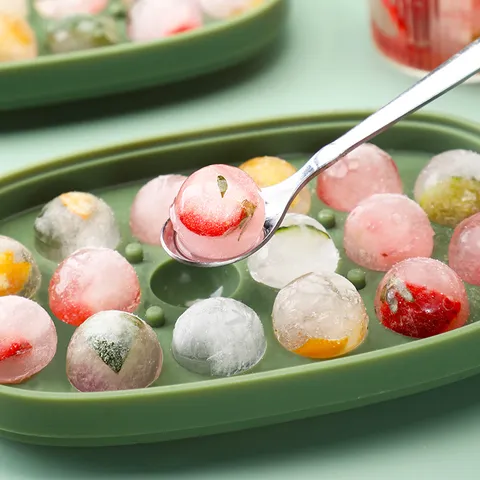 Juego de Moldes de Silicona para Cubitos de Hielo y Bolas con Caja de Almacenamiento y Tapa para Cocina Bar Desmoldeo Fácil Herramienta DIY