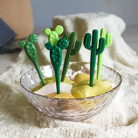 Kaktus Obstgabeln Set Kunststoff Süße Cartoon Lebensmittel Picks Für Kinder Bento Box Kuchen Dessert Dekor Geschirr Küchenutensilien