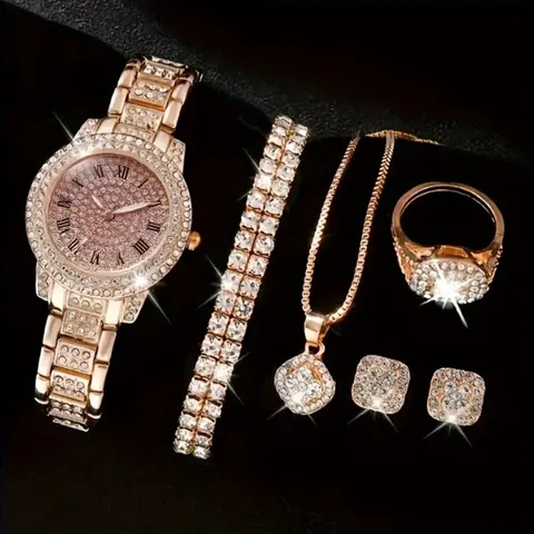 Women Stainless Steel Quartz Watch Rhinestone Roman Numeral Dial Luxury Wristwatch Fashion Jewelry