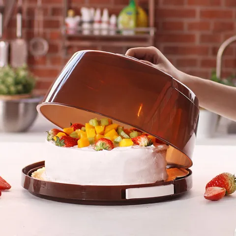 Caja de Pastel de Plástico Engrosada Contenedor de Almacenamiento de Horno PP Portátil Con Asa y Hebillas Seguras para Fiesta de Cumpleaños