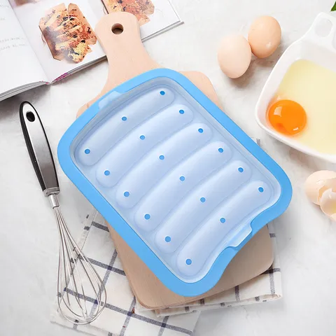 Siliconen Worstenmal Hotdog Doos Met Deksel DIY Bakgerei Keukenhulpmiddel Anti-Aanbak Flexibele Thuis Bakvorm