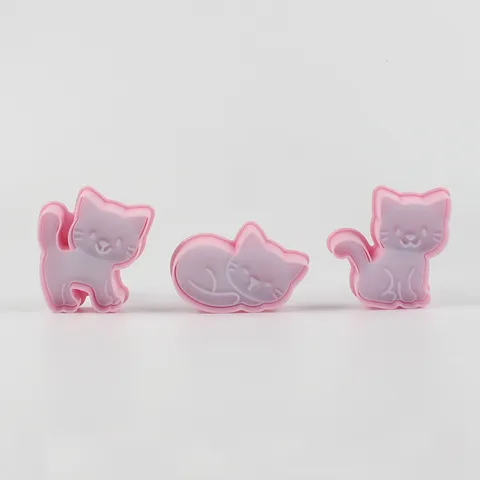 Leuke Kat Koekjesvormen Plastic Cartoon Kat Koekjes Stempel DIY Pastry Bakgereedschap Keuken Bakaccessoires