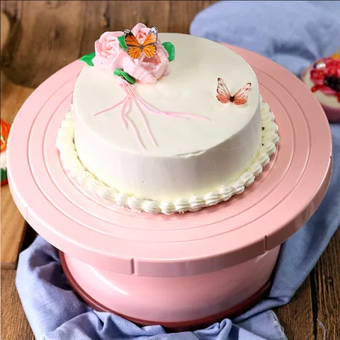 Baking Tool DIY Cake Turntable Plastic Rotating Cake Stand Frosting Stand With Non-Slip Base For Kitchen Baking Home Decor