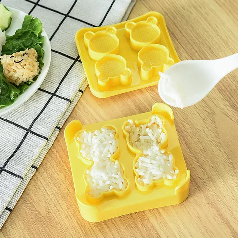Mini Cartoon Bear Rice Ball Mold Plastic DIY Sushi Maker Cute Rice Shaping Tool Kitchen Bento Accessories