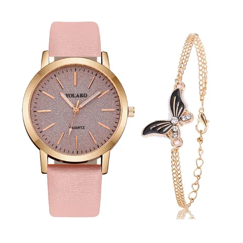 YOLAKO Orologio da Donna al Quarzo con Strass Quadrante Scintillante Cielo Stellato Cassa in Lega Cinturino in Similpelle con Bracciale