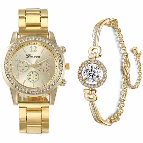 Lussuoso Orologio da Donna al Quarzo con Strass Cinturino in Lega Acciaio Oro Rosa Argento Gioielli di Moda