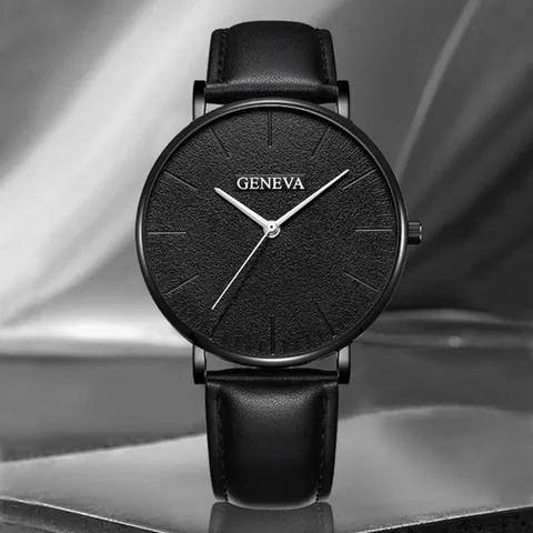 Set Orologio al Quarzo Casual Sportivo da Uomo Moda Tendenza Cassa in Lega Cinturino in Pelle Numeri Romani Quadrante Rotondo Set Bracciale da Uomo Gioielli Accessori Regalo