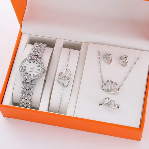 Orologio Quarzo Donna Collana Bracciale Orecchini Anello Strass Collezione Gioielli Accessori Per Donne Regalo Elegante Accessorio Moda