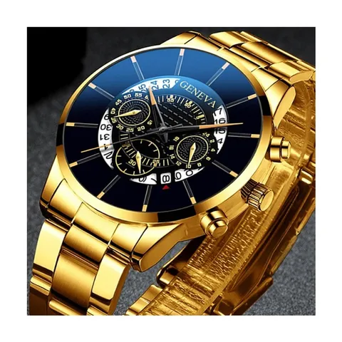 Orologio al Quarzo da Uomo Moda Orologio da Polso Casual in Lega Con Sotto-Quadranti Decorativi Calendario Cinturino in Maglia Metallica