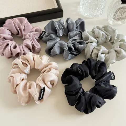 Korean Style Pearlescent Yarn Pleated Scrunchie High Glossy Hair Tie Elegant Ponytail Elastic Hair Band Women Fashion Hair Accessories