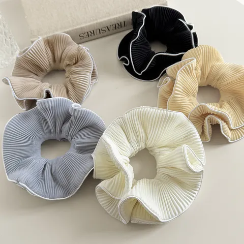 Koreaanse Stijl Geplisseerd Raffelrand Groot Haarelastiek Effen Kleur Hoge Elasticiteit Haarreif Stof Paardenstaart Houder Voor Dames Dagelijkse Haaraccessoires