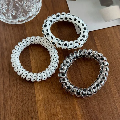 Telefoonsnoer Haarelastiekjes Polkadots Voor Vrouwen Hoge Elasticiteit Naadloze Spiraal Haarband Ponytail Houder Accessoires