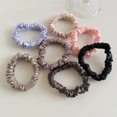 Koreanischer Stil Satin Haargummis Einfarbig Elastische Haarbänder Nahtlose Schmale Haarrringe Pferdeschwanz Halter Zubehör
