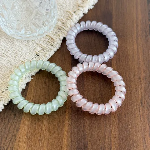Fresh Candy Color Telephone Cord Hair Tie High Elasticity Spiral Hair Rope Sweet Girls Ponytail Holder Plastic Resin Hair Band