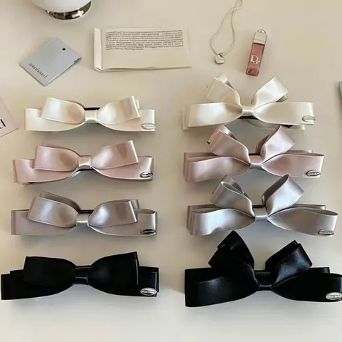 Koreanischer Stil Satin Schleife Bananen-Clip Für Damen Eleganter Einfarbiger Haargreifer Zartes Pendeln Haarschmuck