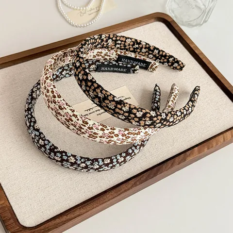 Vintage Floral Stoff Haarreif High Crown Haarband Bedruckte Blumen Haarreif Eleganter Täglicher Haarschmuck Für Damen Mädchen