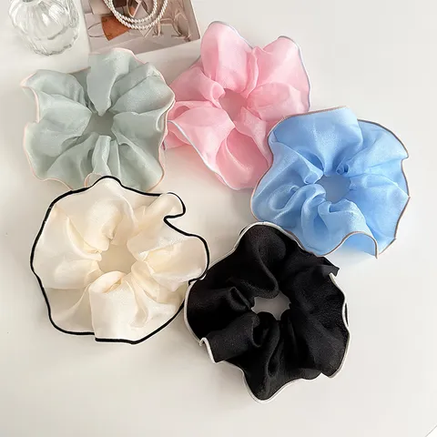 Koreanischer Organza Farbblock Netz Großes Haargummi Kontrastpaspel Hohe Elastizität Haarschmuck Für Damen Mädchen Täglich