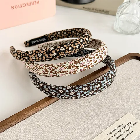 Vintage Floral Stoff Haarreif High Crown Haarband Bedruckte Blumen Haarreif Eleganter Täglicher Haarschmuck Für Damen Mädchen