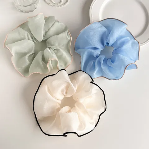 Koreanischer Organza Farbblock Netz Großes Haargummi Kontrastpaspel Hohe Elastizität Haarschmuck Für Damen Mädchen Täglich