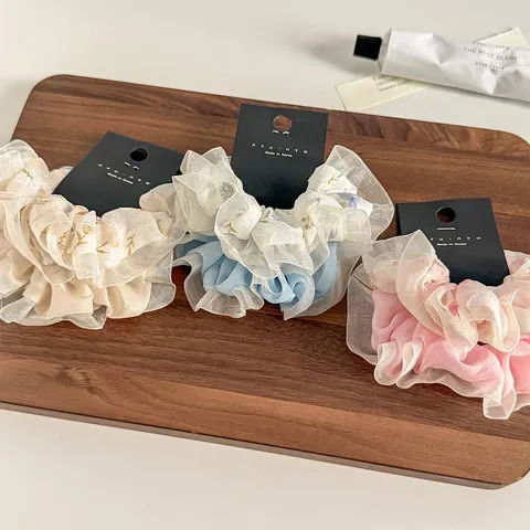 Koreanischer Stil Netz Tüll Blumen Haargummis Süß Knospenfalten Rüschen Haarbänder Elegant Hohe Elastizität Pferdeschwanz Kopfschmuck Für Damen