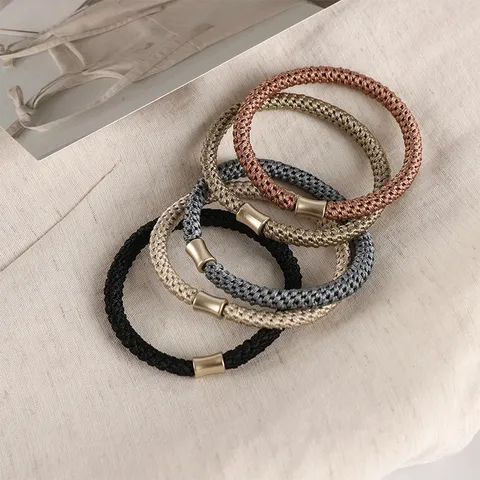 Morandi Braided Hair Tie Alloy Metal Tube High Elasticity Ponytail Holder Durable Hair Rope Women Hair Accessories