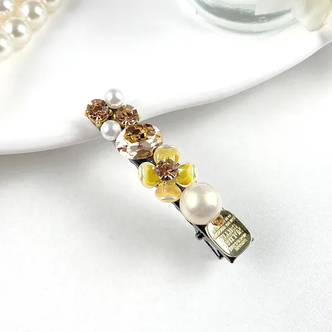Sparkling Rhinestone Zirconia Artificial Pearl Hair Clip Luxury Floral Duckbill Clip Sweet Side Bangs Hairpin For Women Jewelry