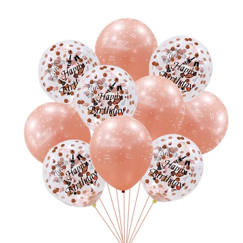 Roségold Geburtstag Party Dekoration Luftballons Set Pailletten Konfetti Latex Ballons Digitaldruck Runde Ballons Für Party Deko