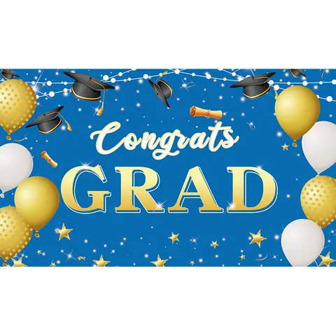 Graduation Backdrop Banner Congrats Grad Party Decorations Photo Booth Background Polyester Hanging Flag Ceremony Decor