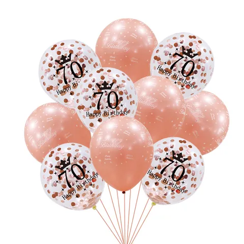 Roségold Geburtstag Party Dekoration Luftballons Set Pailletten Konfetti Latex Ballons Digitaldruck Runde Ballons Für Party Deko