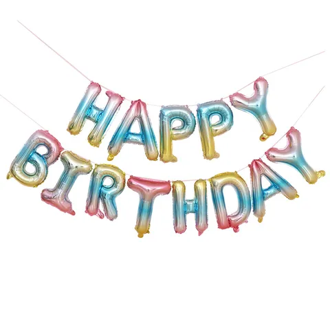 Gradient Aluminum Film Balloons Rainbow Metallic Alphabet Star Heart Shape Decorative Balloons For Birthday Wedding Party Decor