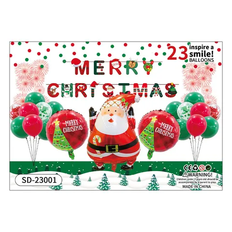 Merry Christmas Santa Claus Foil Balloons Set Alphabet Banner Latex Balloon Kits Festival Party Venue Atmosphere Venue Decoration Accessory Supplies