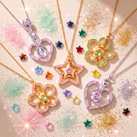 Creatieve Drijfzand Fles Hanger Ketting Koper Strass Sprookje Magische Ster Hart Bloemen Choker Sieraden Cadeau Voor Vrouwen
