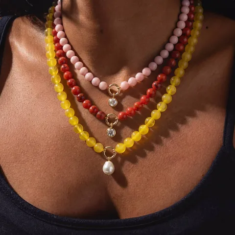 Handgemaakte Kralen Roestvrij Stalen Choker Ketting Voor Dames Strass Trappel Hanger Rond Slot Bedelkettingen Zachte Dagelijkse Veelzijdige Ketting Sieraden Cadeau