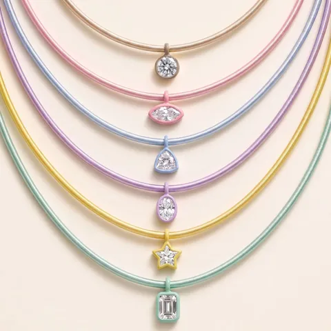 Minimalistische Roestvrijstalen Strass Geometrische Hanger Ketting Meerkleurige Touwketting Vacuüm Verguld Trendy Sieraden Voor Vrouwen