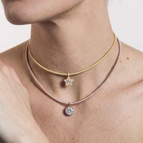 Minimalistische Roestvrijstalen Strass Geometrische Hanger Ketting Meerkleurige Touwketting Vacuüm Verguld Trendy Sieraden Voor Vrouwen