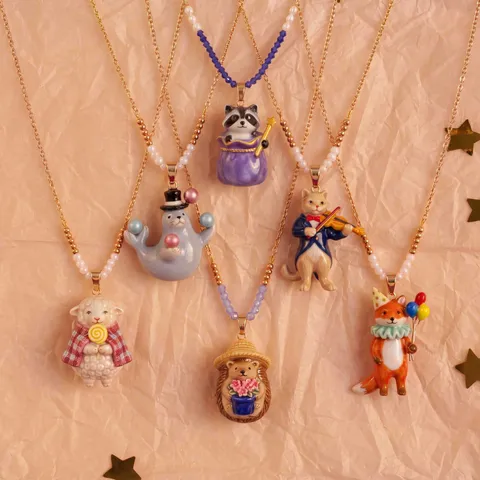 Schattige Cartoon Dier Hanger Ketting Vrouwen Koper Emaille Kleurrijk Schilderen Kunstparel Strass Ketting Sieraden