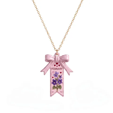 Roestvrij Stalen Geboortebloem Ketting Voor Vrouwen Elegante Strik Hanger Ketting Verjaardag Sieraden Cadeau