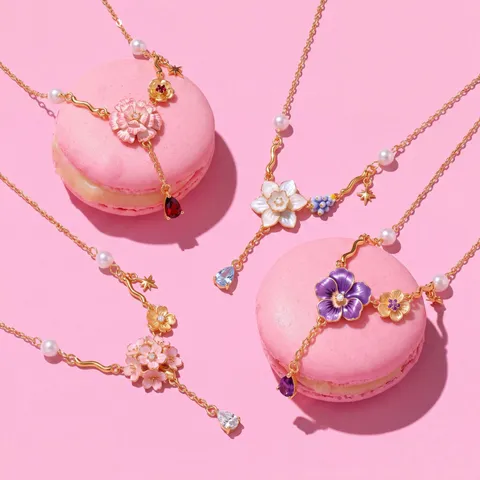 Geboortemaand Bloem Halsketting Koper Emaille Kunstparel Kwastje Hanger Voor Vrouwen Vintage Sieraden Cadeau
