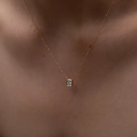 Minimalist Stainless Steel Gold Plated Geometric Pendant Necklace For Women Elegant Rhinestone Crystal Inlaid Waterdrop Chain Necklace Gift Jewelry