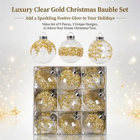 Clear Glitter Painted Christmas Balls For Xmas Tree Ornaments PET Plastic Hanging Decorations With Artificial Pearl Rhinestone Holiday Decor
