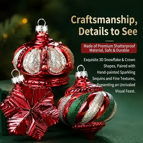 American Style Electroplated Painted Christmas Ball Ornaments Set For Festive Tree Hanging Decoration Holiday Decorative Balls Gift Box