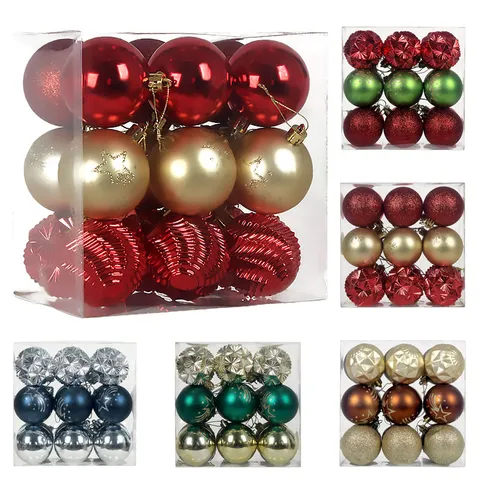 Painted Christmas Ball Ornaments Shatterproof Plastic Baubles For Holiday Tree Party Window Home Decor Green Gold Red Blue Silver Baubles