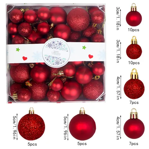 Electroplated Plastic Christmas Balls Shiny Matte Glitter Xmas Tree Hanging Ornaments For Home Party Holiday Decor