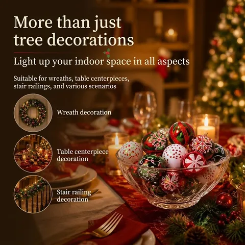 Electroplated Painted Plastic Christmas Balls Set Shiny Glitter Snowflake Baubles Ornaments For Holiday Xmas Tree Decorations Party Home Supplies