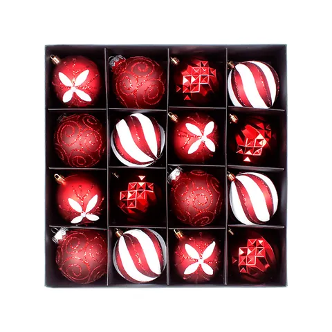 Luxury Painted Christmas Ball Ornaments Plastic Shatterproof Striped Geometric Floral Holiday Tree Hanging Decorations Gift Set